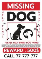 verloren hond poster vector illustratie
