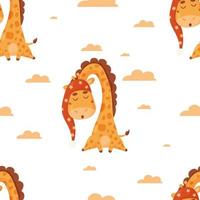 naadloos patroon met schattig slapen giraffe vector