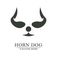 gemakkelijk gehoornd hond hoofd icoon logo vector