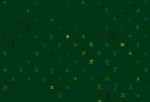 donkerblauwe, groene vectortextuur met abc-tekens. vector
