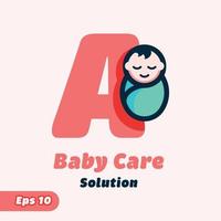 alfabet een baby zorg logo vector