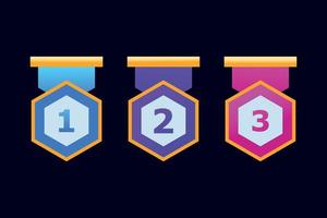 1e, 2e, 3e plaatsen badges kwaliteit Mark prijs voor vector element.