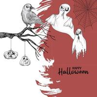 gelukkig halloween partij festival griezelig geest achtergrond ontwerp vector
