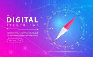 digitaal technologie en kompas kaart GPS banier roze blauw achtergrond concept, technologie effect, abstract techniek, kaart GPS navigatie, smartphone kaart sollicitatie, noorden west zuiden oosten, illustratie vector