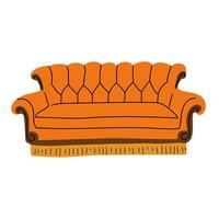 sofa en bankstel geel kleurrijk tekenfilm illustratie vector. vrienden vector