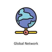 globaal netwerk vector gevulde schets icoon ontwerp illustratie. wolk berekenen symbool Aan wit achtergrond eps 10 het dossier