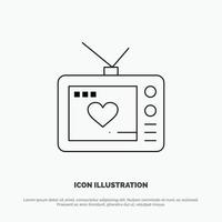 televisie liefde Valentijn film lijn icoon vector