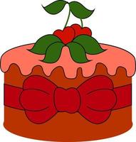 rood taart met kers, illustratie, vector Aan wit achtergrond.