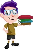 jongen Holding boeken, illustratie, vector Aan wit achtergrond.