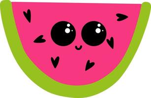 schattig watermeloen met ogen, illustratie, vector Aan wit achtergrond