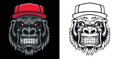 gorilla met rood hoed vector illustratie