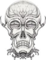 kunst surrealistische schedel tatoeëren. hand- tekening en maken grafisch vector. vector