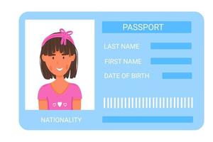 kinderen paspoort met meisjes foto vector