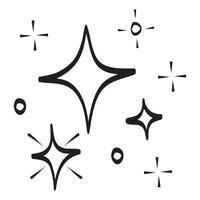 doodle set van vector sterren sparkle pictogram, schoon oppervlak pictogram. gloeiende lichteffect sterren en stralende burst. geïsoleerd op een witte achtergrond. vector illustratie