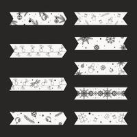 reeks van zwart en wit minimalistisch kleverig washi banden voor nieuw jaar clip art vector