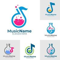 reeks van muziek- laboratorium logo vector icoon illustratie. laboratorium muziek- logo ontwerp sjabloon