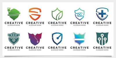 reeks bundel shiled logo ontwerp met concept uniek premie vector