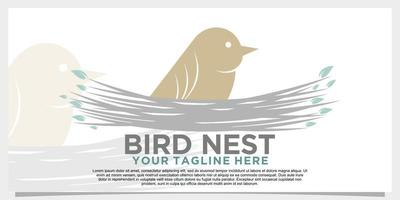 vogel nest logo ontwerp met creatief concept premie vector