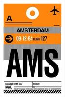luchthaven vliegmaatschappij bagage zak bagage tags kaartjes Amsterdam vector