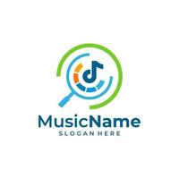 muziek- vind logo vector icoon illustratie. vind muziek- logo ontwerp sjabloon
