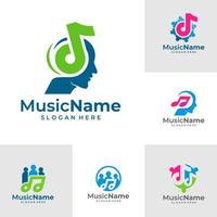 reeks van muziek- mensen logo vector icoon illustratie. mensen muziek- logo ontwerp sjabloon