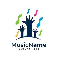 muziek- kinderen logo vector icoon illustratie. kind muziek- logo ontwerp sjabloon