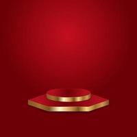 rood podium met gouden rand vector