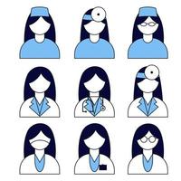 een dokter, een verpleegster in uniform. vrouw in vlak stijl. vector