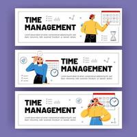 tijd beheer posters met arbeiders en kalender vector