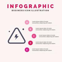 brandbaar Gevaar brand zeer wetenschap solide icoon infographics 5 stappen presentatie achtergrond vector