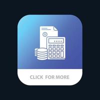 investering accumulatie bedrijf schuld spaargeld rekenmachine munten mobiel app knop android en iOS gly vector