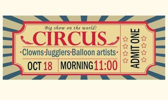 circus ticket. uitnodiging naar de circus. clowns jongleurs ballon artiesten vector