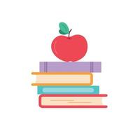 boeken en appel. school- ontwerp. vector illustratie