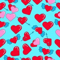 naadloos helder hart patroon. vlak ontwerp gemaakt met liefde postzegels. hart, liefde, romance of Valentijnsdag dag. vector
