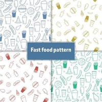 snel voedsel patroon reeks naadloos in een kleur. vector