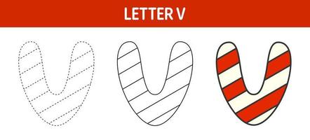 brief v snoep riet, traceren en kleur werkblad voor kinderen vector