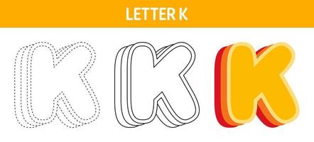 brief k oranje, traceren en kleur werkblad voor kinderen vector