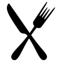 mes en vork. silhouet. gereedschap voor aan het eten. de dining uitrusting is gekruiste tussen zich. vector