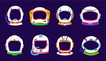 kinderen astronaut ruimte helm voor foto stand effect vector