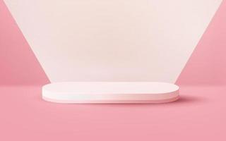 3d weergegeven luxe roze pastel podium met wit gordijn vitrine vector