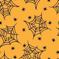 spinnenweb zwart lineair vector naadloos patroon. halloween textuur. monochroom spin web achtergrond.