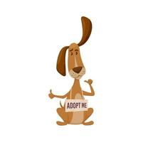 adopteren een hond, tekenfilm vector puppy met uithangbord