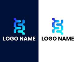 brief s en f met tech logo ontwerp sjabloon vector