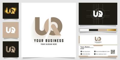 brief uq of ur monogram logo met bedrijf kaart ontwerp vector