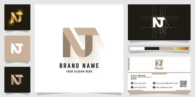 brief nt of nj monogram logo met bedrijf kaart ontwerp vector