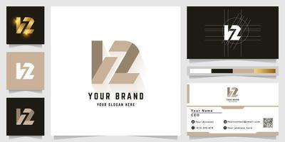 brief nz of lz monogram logo met bedrijf kaart ontwerp vector