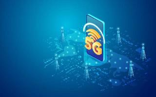 5g mobiel isometrische vector