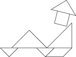 achterover leunen Mens geconfronteerd links tangram, wijnoogst illustratie. vector