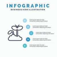 groei toenemen volwassenheid fabriek lijn icoon met 5 stappen presentatie infographics achtergrond vector