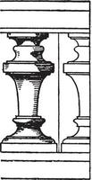 circulaire baluster, ondersteunt, wijnoogst gravure. vector